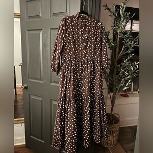 Brown Polka Dot Maxi Dress